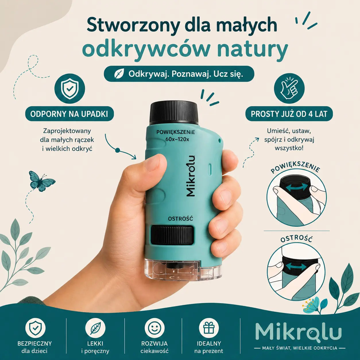 Przenośny mikroskop dla małych odkrywców